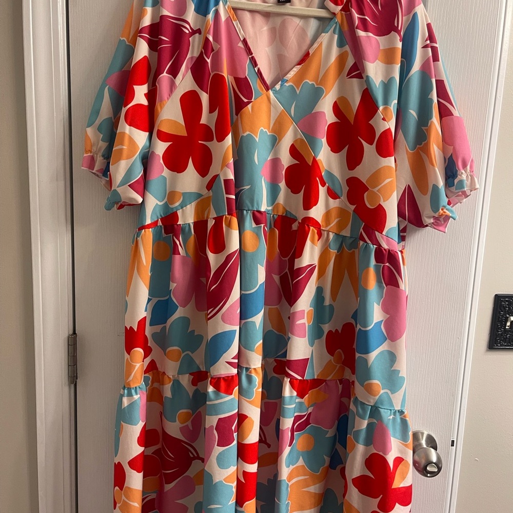 SHEIN Colorful Floral Midi Dress